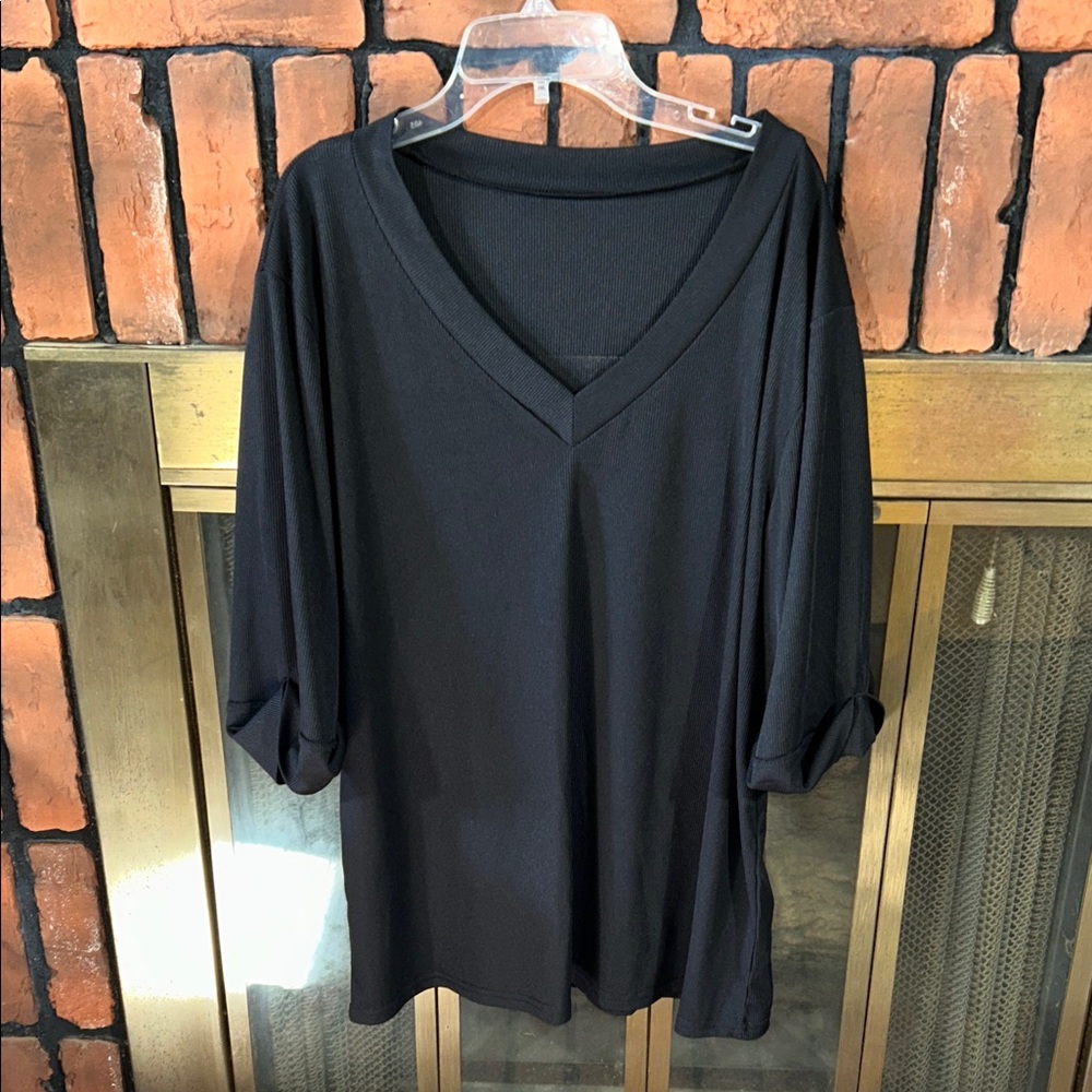 Elegant Black V-Neck Women's Top
